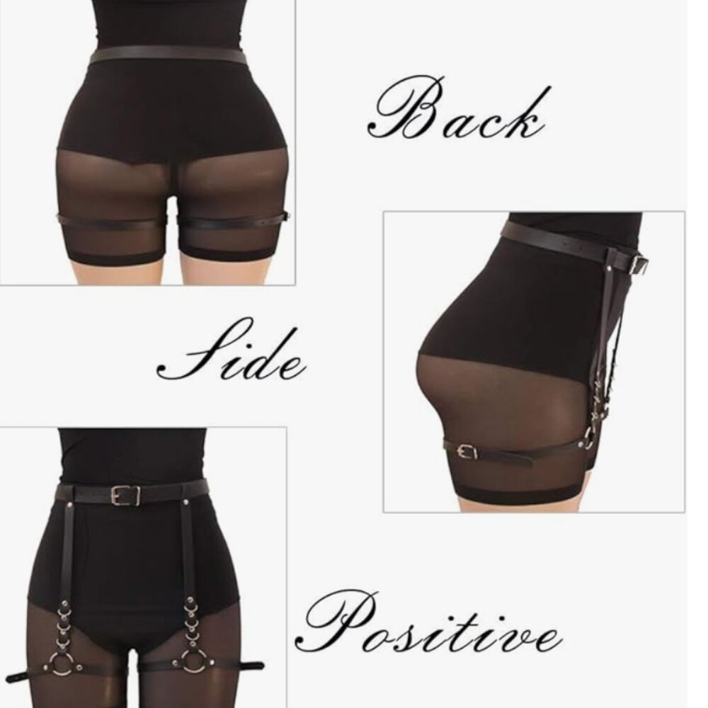 BELLY Waist Belt Leather Strap Body Harness Leg Garter Bondage Cosplay BDSM NEW - Picture 2 of 5